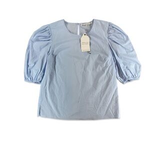 English Factory Baby blue puff sleeves blouse NWT